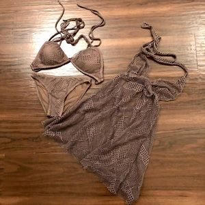 Women’s swimwear Bikini set - 3 pieces Brown color S size